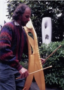 Michael Deason-Barrow plays Double Bowed Psaltery in Soundscape Improvisation in Barbara Hepworth Garden (with permission from Tate Gallery, St. Ives)