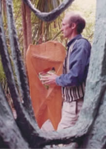 Pentatonic Tone Harp in Soundscape Improvisation in Barbara Hepworth Garden,  (with permission from Tate Gallery, St.Ives).