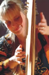 Klangharfe playing - new harp instrument with strings on both sides