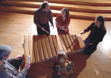 Team Work on our Large Xylophone (Choroi)